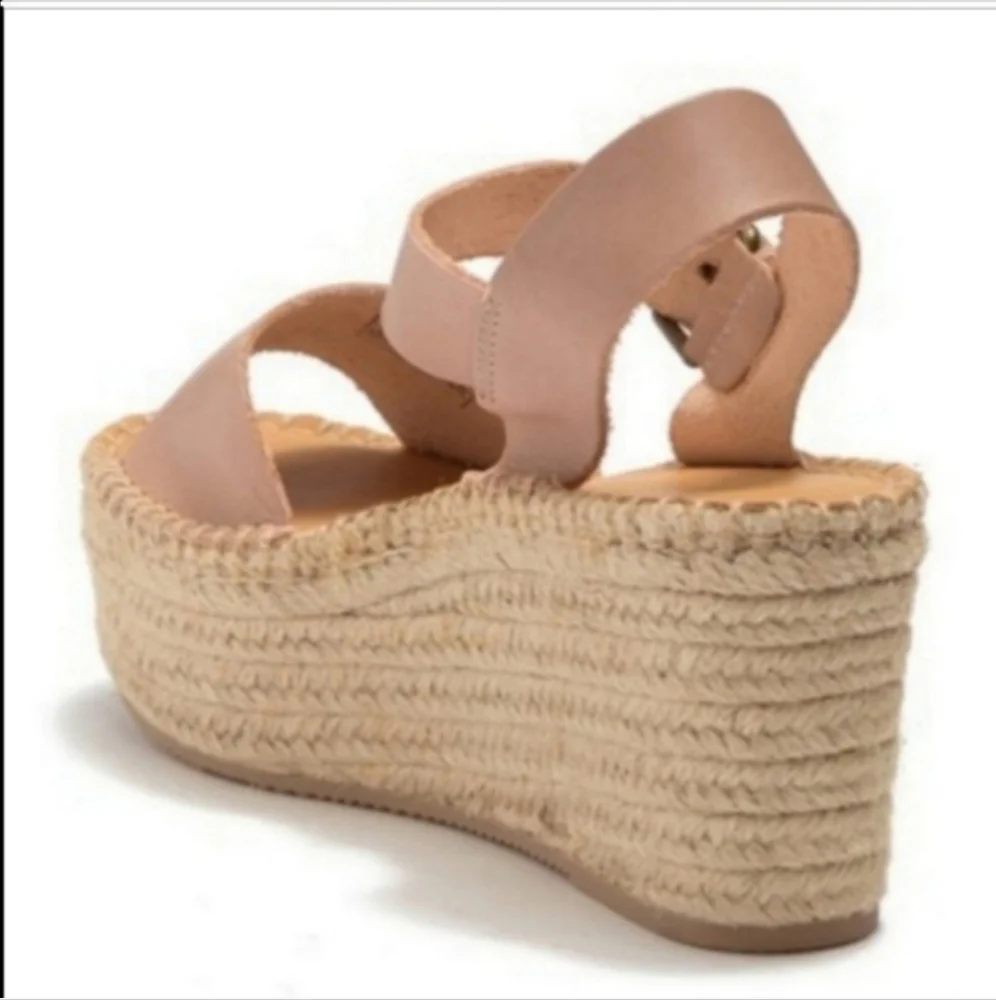 Soludos Minorca High Platform Wedge Sandal Espadrille Leather Size 9.5 NWT